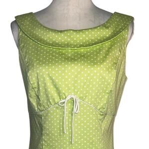 Miss Dorby Green White Polkadot Peter Pan Collar Retro ModCloth Midi Sz 10 Dress